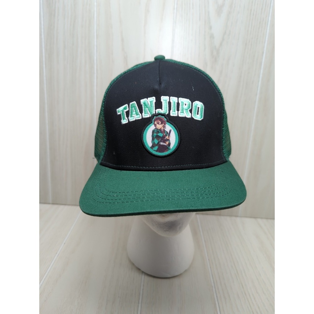 Culturefly Tanjiro green mesh black front snapback hat cap NWT